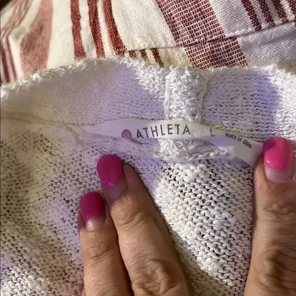 ATHLETA long line cotton blend open front cardigan with pockets L - Picture 2 of 6